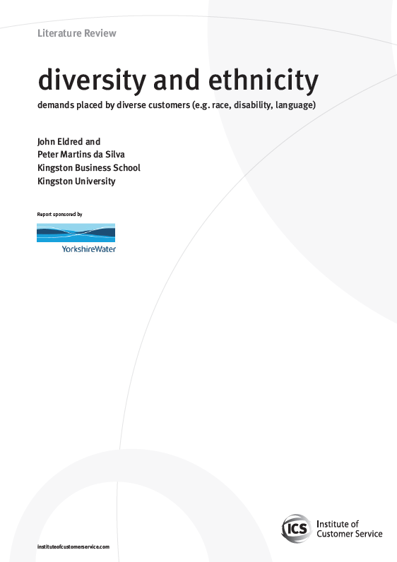 Diversity and ethnicity – demands placed by diverse customers (e.g. race, disability, language) (2010)
