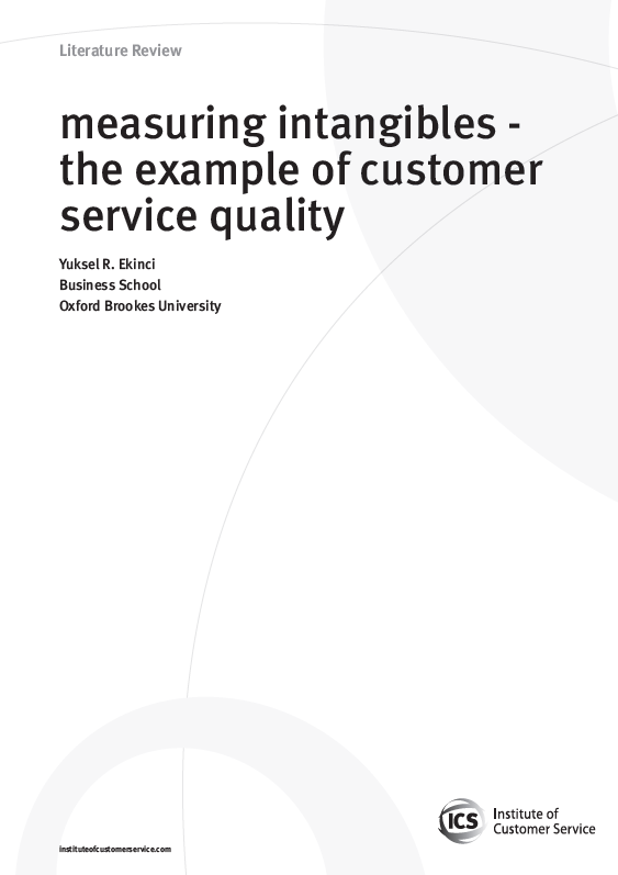 Measuring intangibles – the example of customer service quality (2010)