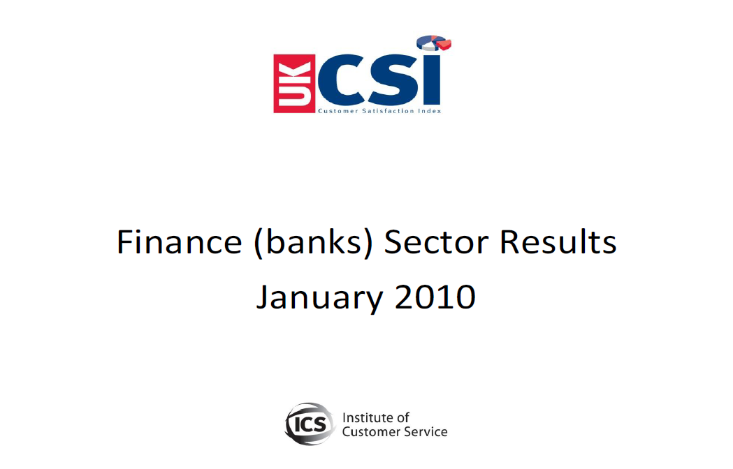 UKCSI Banks and Building Societies Sector Report – January 2010