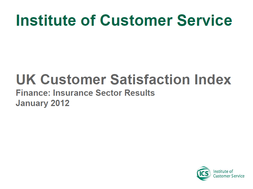 UKCSI Insurance Sector Report – January 2012