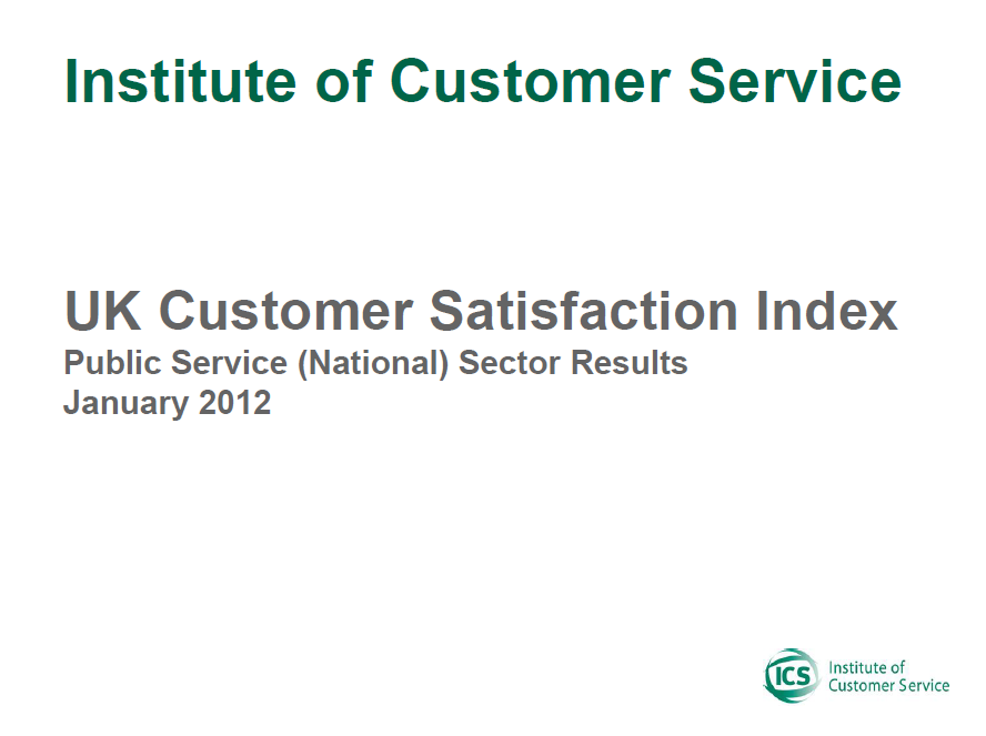UKCSI Public Services (National) Sector Report – January 2012