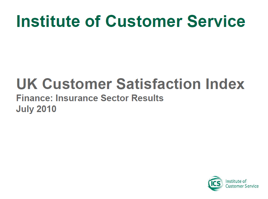 UKCSI Insurance Sector Report – July 2010