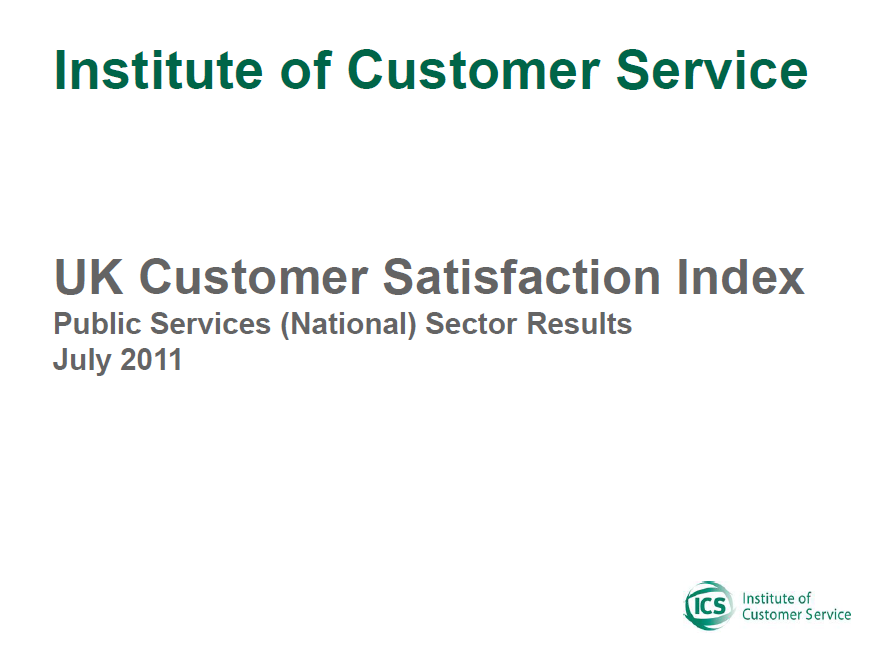 UKCSI Public Services (National) Sector Report – July 2011