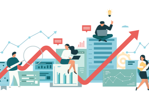 Illustration of multiple charts, graphs and forms