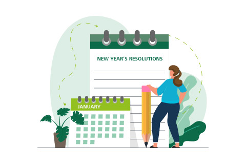 New Year's Resolutions Flat Concept Illustration